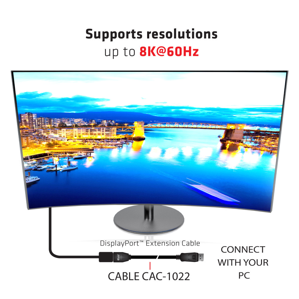 Produktbild för CLUB3D CAC-1022 videokabeladapter 2 m Displayport 1.4 Svart