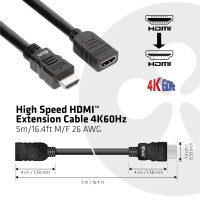 Miniatyr av produktbild för CLUB3D CAC-1325 HDMI-kabel 5 m HDMI Typ A (standard) Svart