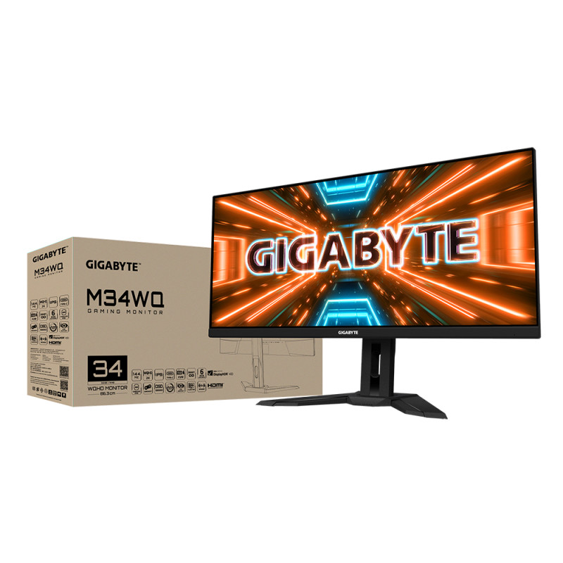 Produktbild för Gigabyte M34WQ platta pc-skärmar 86,4 cm (34") 3440 x 1440 pixlar Wide Quad HD LCD Svart
