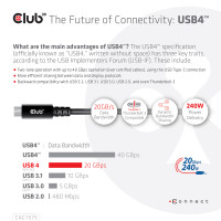 Produktbild för CLUB3D CAC-1575 USB-kablar 2 m USB4 Gen 2x2 USB C Svart