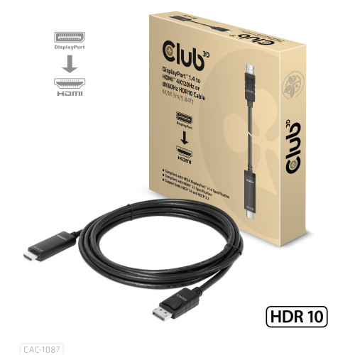 Club 3D CLUB3D CAC-1087 videokabeladapter 3 m DisplayPort HDMI Svart