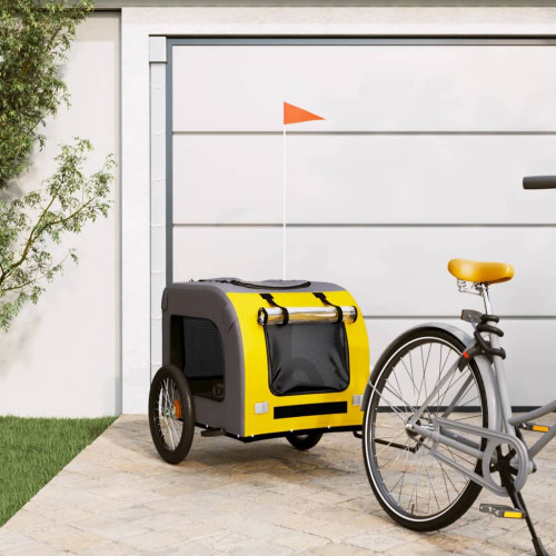 vidaXL Cykelvagn för djur gul och grå oxfordtyg och järn