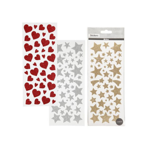 [NORDIC Brands] Glitterstickers hjärtan stjärnor 556/fp