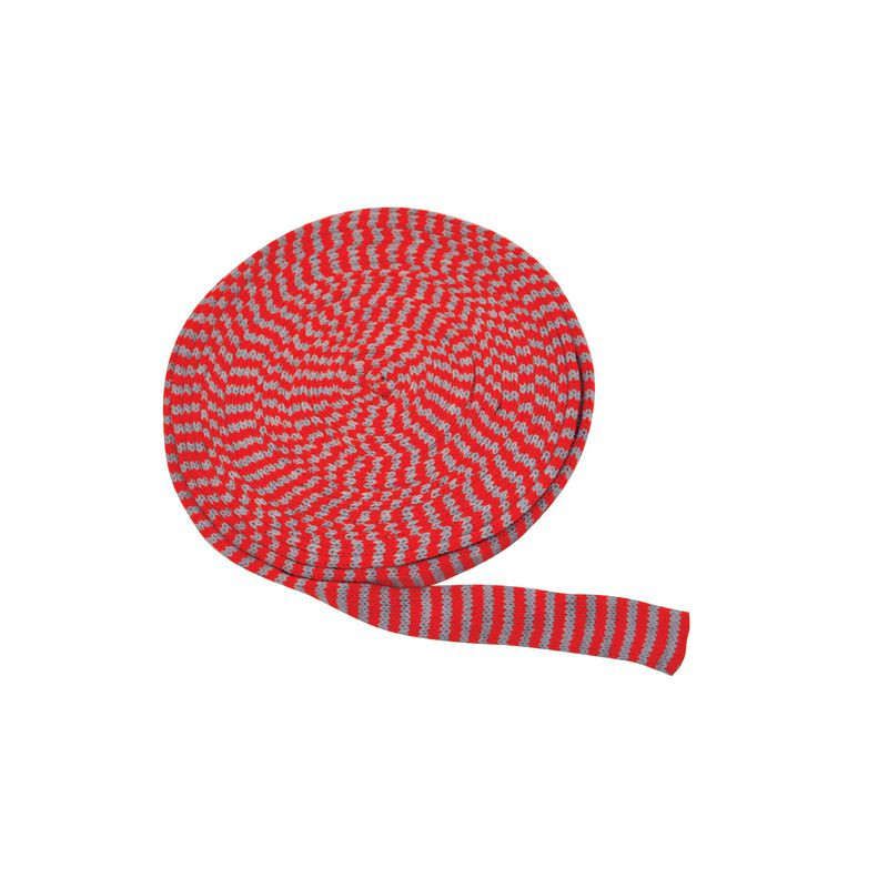 Produktbild för Tubstickat tyg 3cmx10m grå/röd