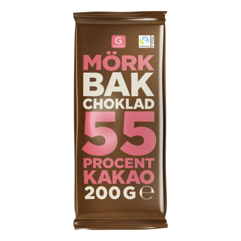 Produktbild för Bakchoklad Mörk 55% 200G