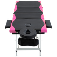 Produktbild för Hopfällbar massagebänk 4 sektioner aluminium svart och rosa