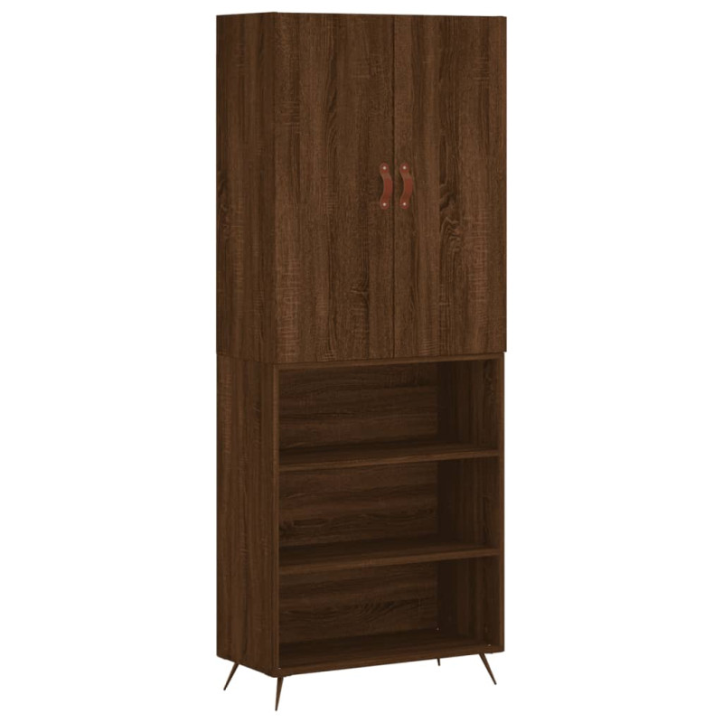 Produktbild för Högskåp brun ek 69,5x34x180 cm konstruerat trä