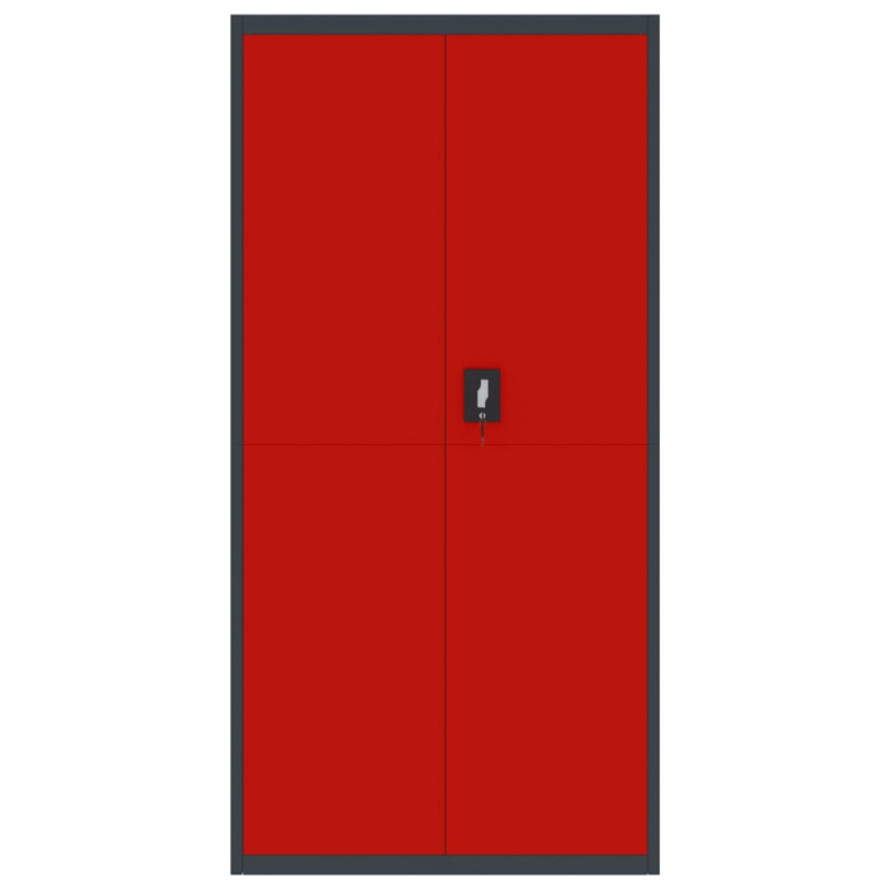 Produktbild för Dokumentskåp antracit och röd 90x40x180 cm stål