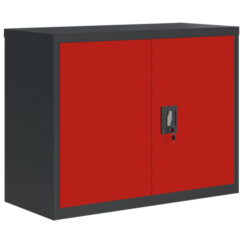 Produktbild för Dokumentskåp antracit och röd 90x40x70 cm stål