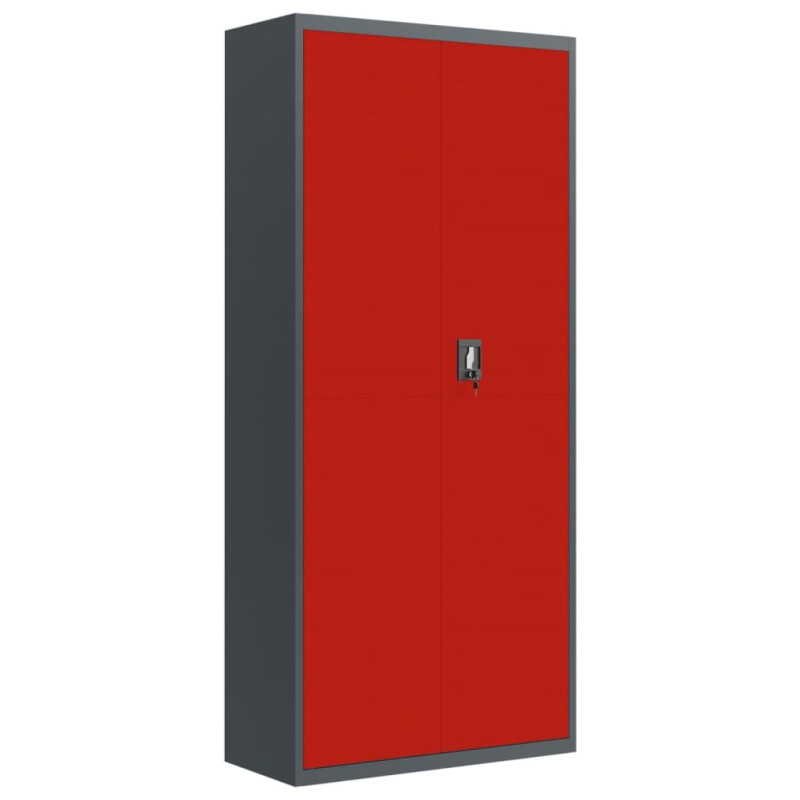 Produktbild för Dokumentskåp antracit och röd 90x40x200 cm stål