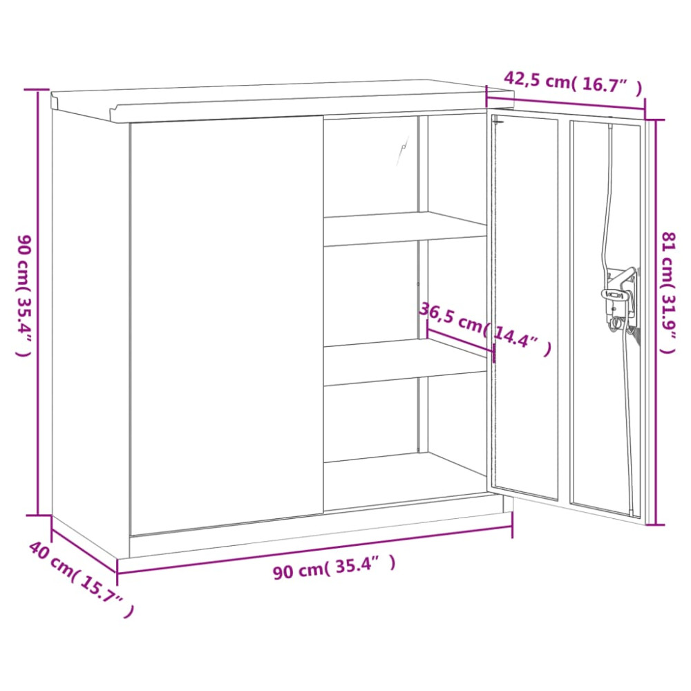 Produktbild för Dokumentskåp antracit 90x40x90 cm stål