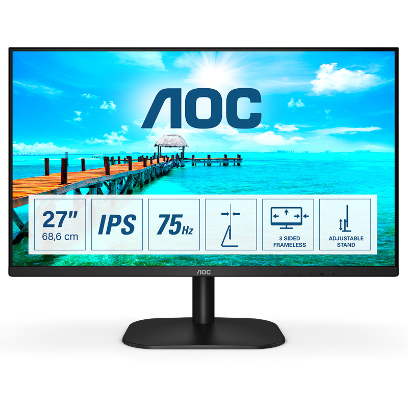 Produktbild för AOC B2 27B2DA LED display 68,6 cm (27") 1920 x 1080 pixlar Full HD Svart