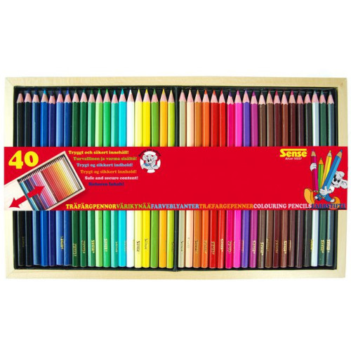 Sense Färgpennor SENSE trälåda 40 färger