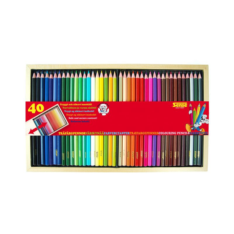 Produktbild för Färgpennor SENSE trälåda 40 färger
