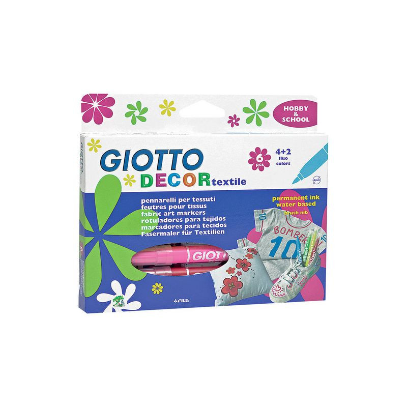 Produktbild för Textilfärgpenna GIOTTO Decor 6/fp