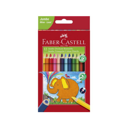 FABER-CASTELL Färgpenna Jumbo trekant 12 färger/fp