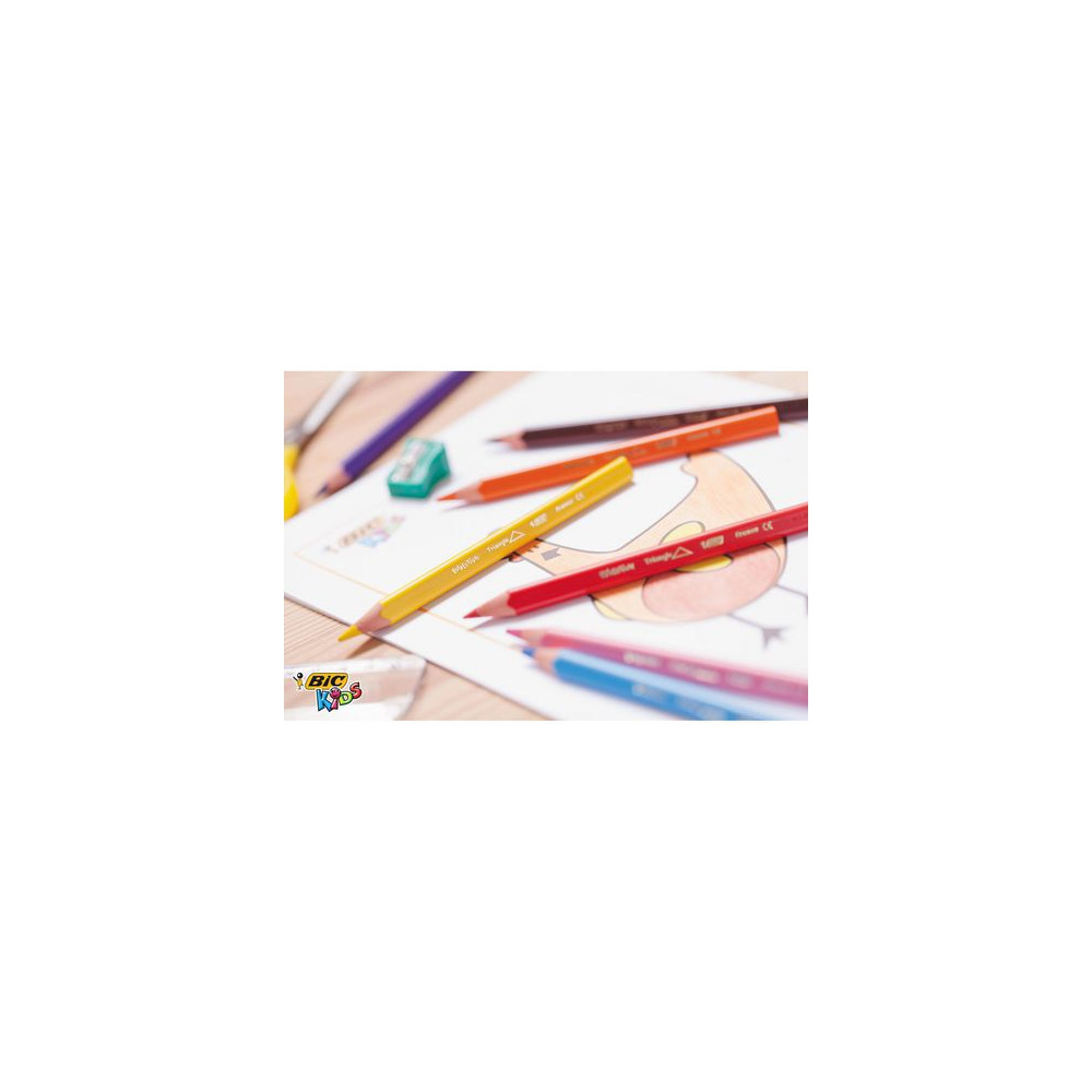 Produktbild för Färgpennna BIC Kids triangel 12 färger