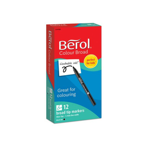 Berol Fiberpenna BEROL Broad svart 12/fp