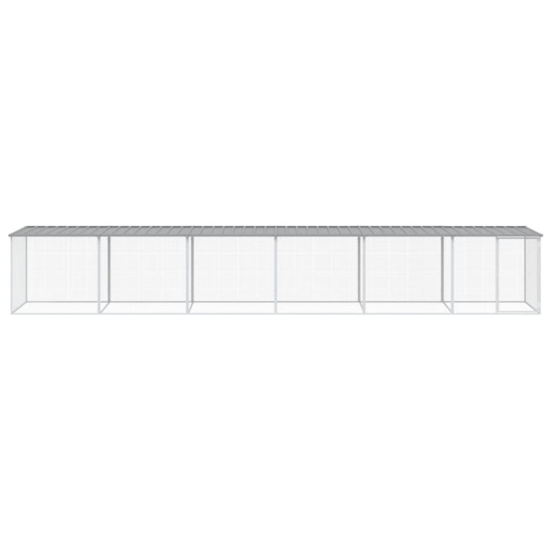 Produktbild för Hönsbur med tak ljusgrå 603x98x90 cm galvaniserat stål