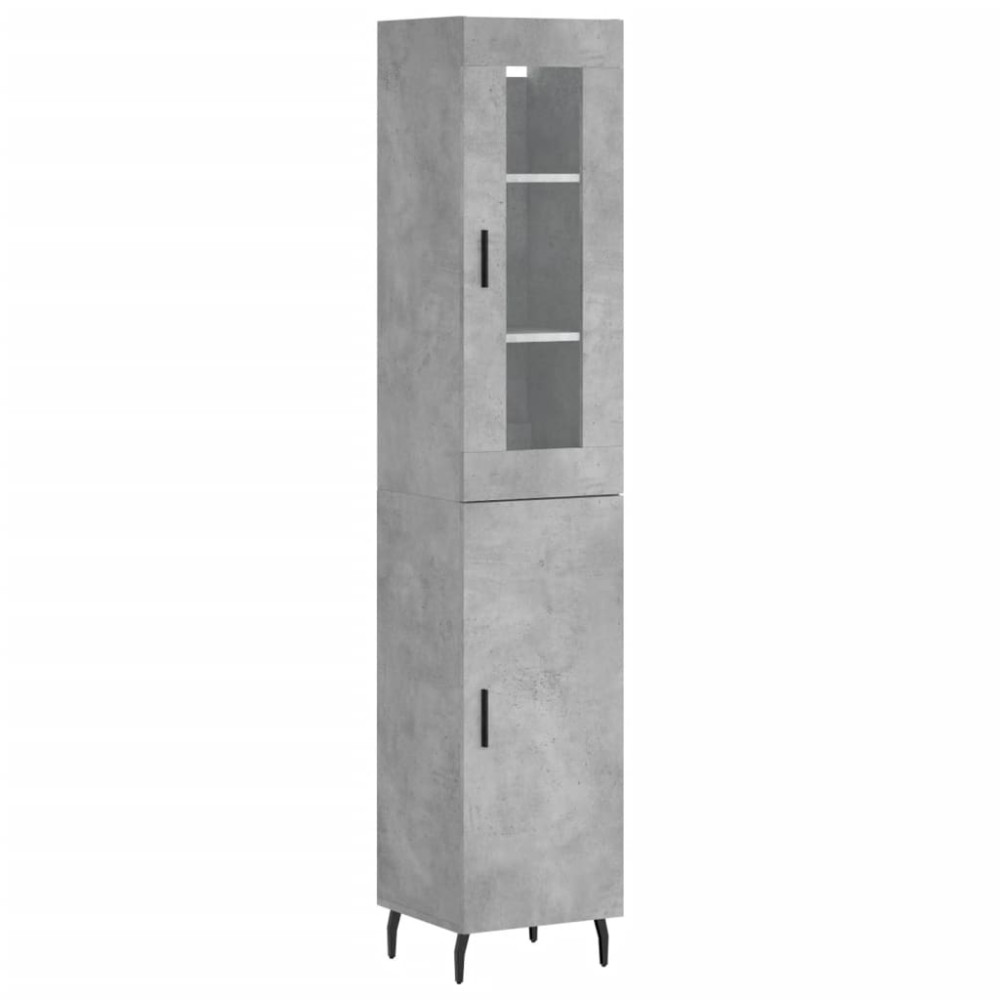 Produktbild för Högskåp betonggrå 34,5x34x180 cm konstruerat trä
