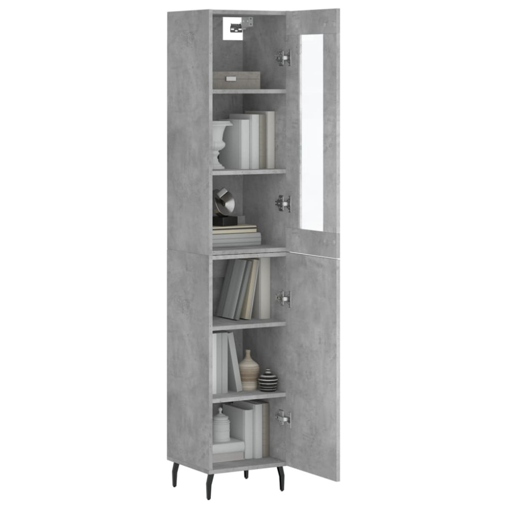 Produktbild för Högskåp betonggrå 34,5x34x180 cm konstruerat trä