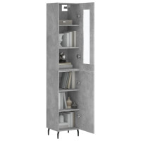 Produktbild för Högskåp betonggrå 34,5x34x180 cm konstruerat trä