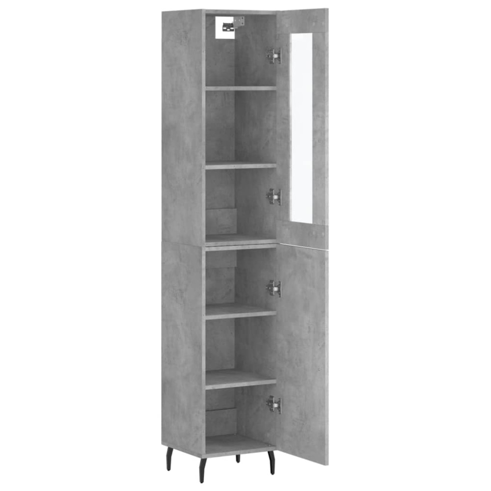 Produktbild för Högskåp betonggrå 34,5x34x180 cm konstruerat trä