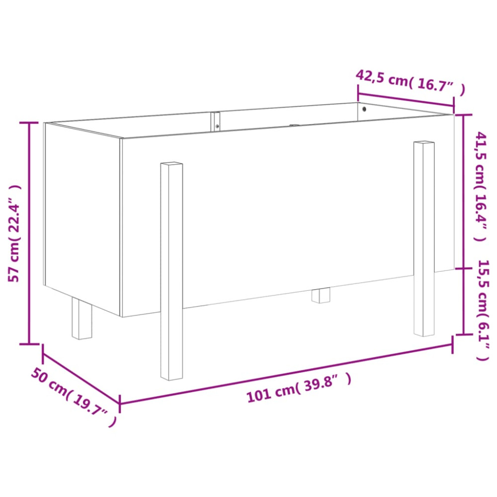 Produktbild för Odlingslåda på ben 101x50x57 cm massiv furu