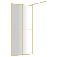 Produktbild för Duschvägg med klart ESG-glas guld 100x195 cm