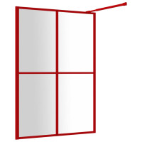 Miniatyr av produktbild för Duschvägg med klart ESG-glas röd 140x195 cm
