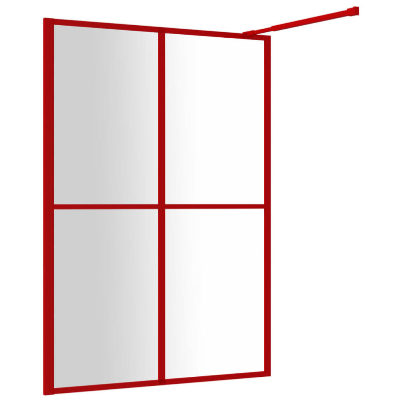 Produktbild för Duschvägg med klart ESG-glas röd 140x195 cm