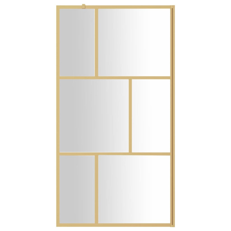 Produktbild för Duschvägg med klart ESG-glas guld 100x195 cm