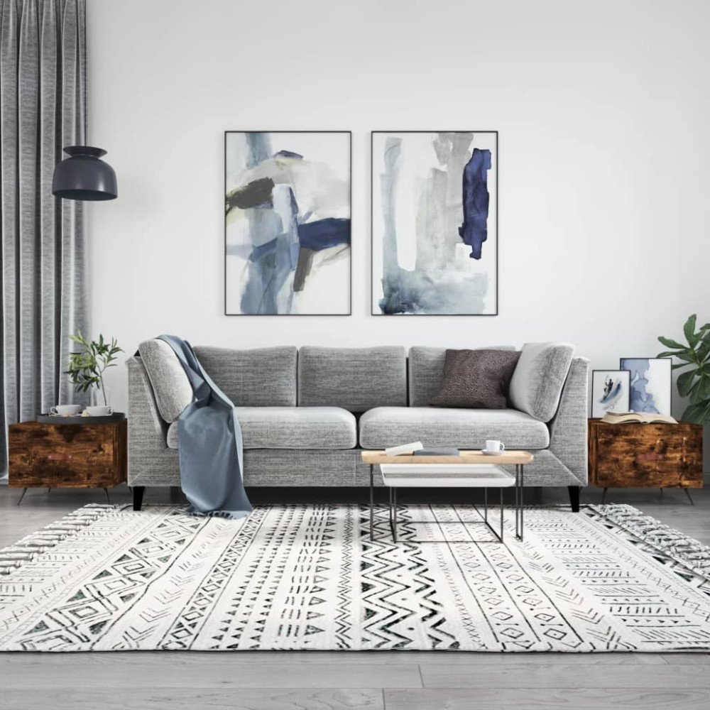 Produktbild för Soffbord 2 st rökfärgad ek 50x50x40 cm konstruerat trä