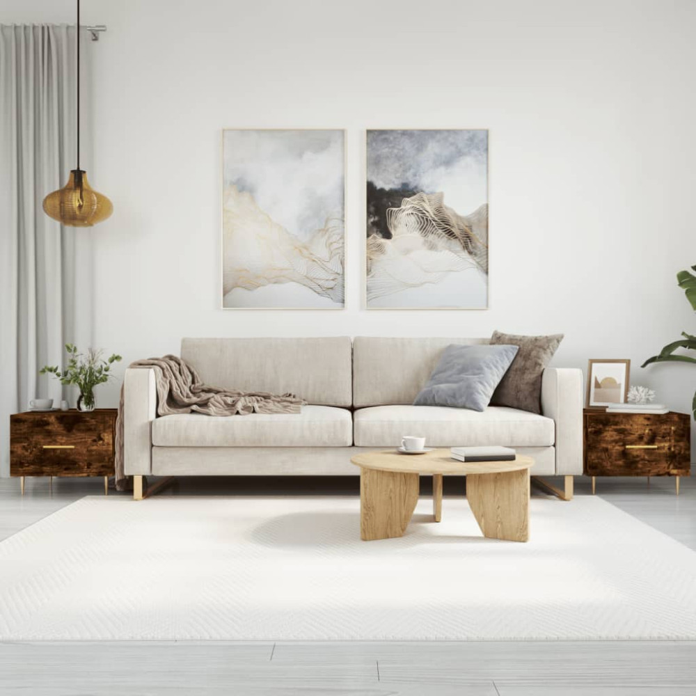 Produktbild för Soffbord 2 st rökfärgad ek 50x50x40 cm konstruerat trä