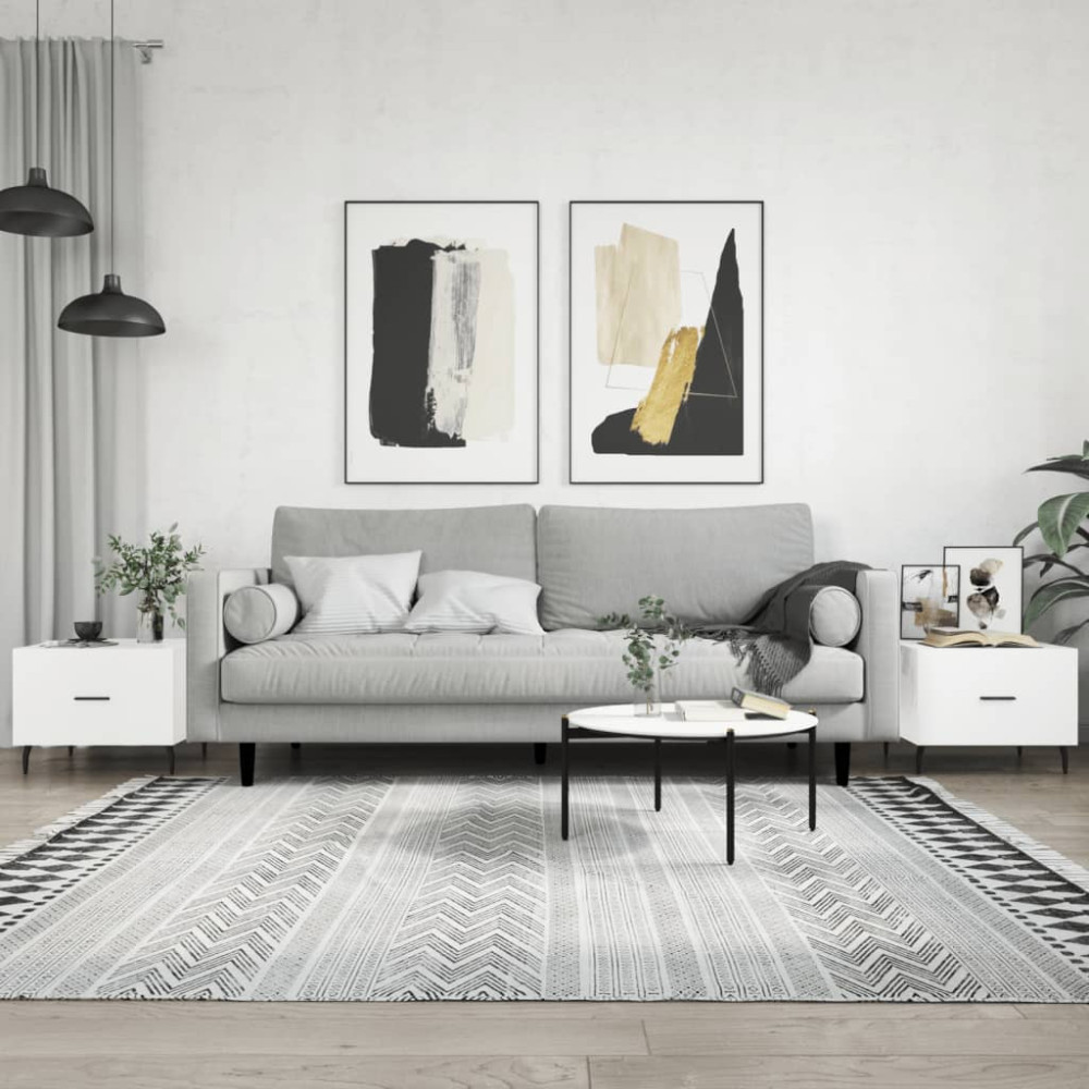 Produktbild för Soffbord 2 st vit högglans 50x50x40 cm konstruerat trä