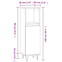 Produktbild för Badrumsskåp rökfärgad ek 30x30x100 cm konstruerat trä