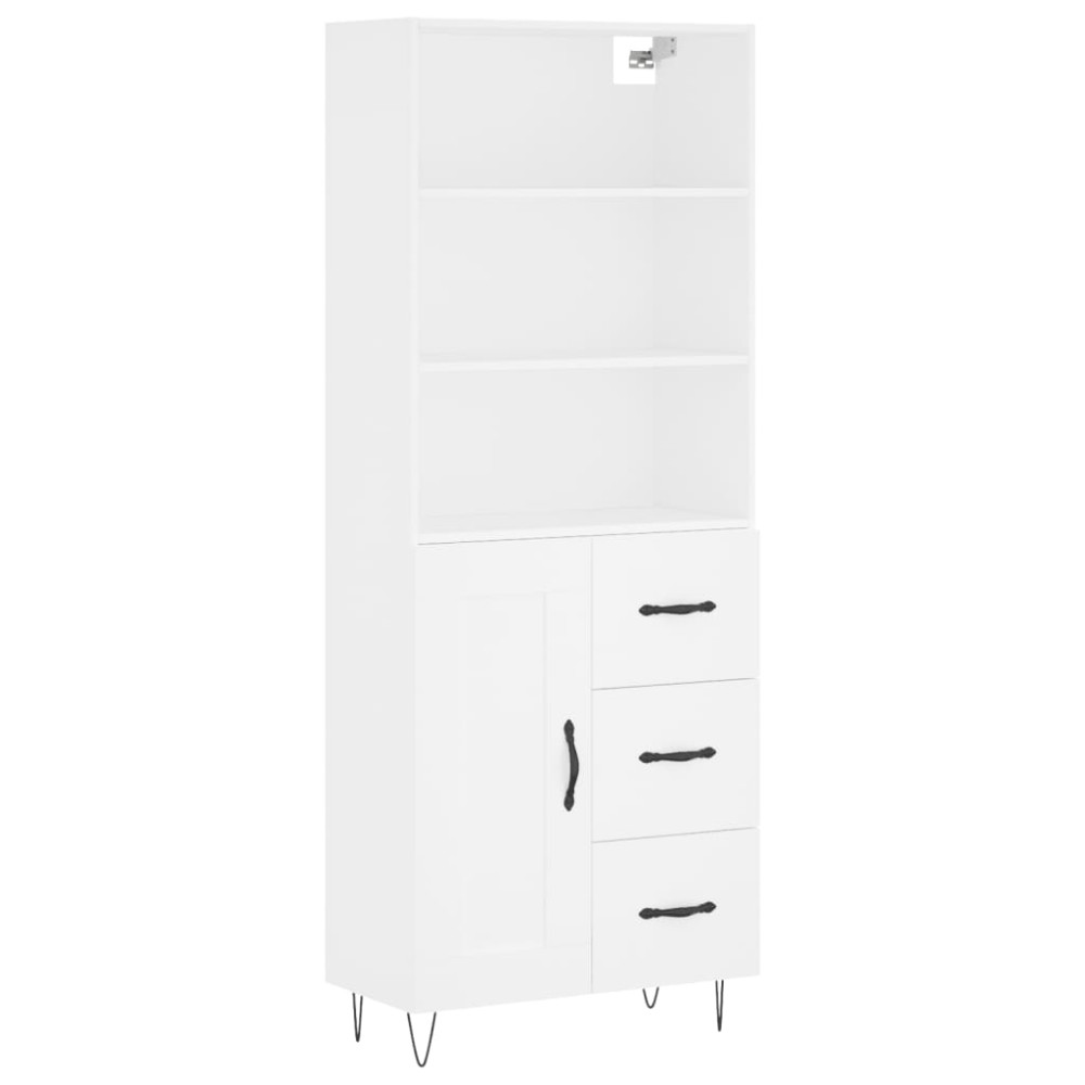 Produktbild för Högskåp vit 69,5x34x180 cm konstruerat trä