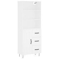 Produktbild för Högskåp vit 69,5x34x180 cm konstruerat trä