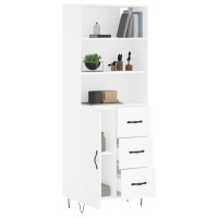 Produktbild för Högskåp vit 69,5x34x180 cm konstruerat trä