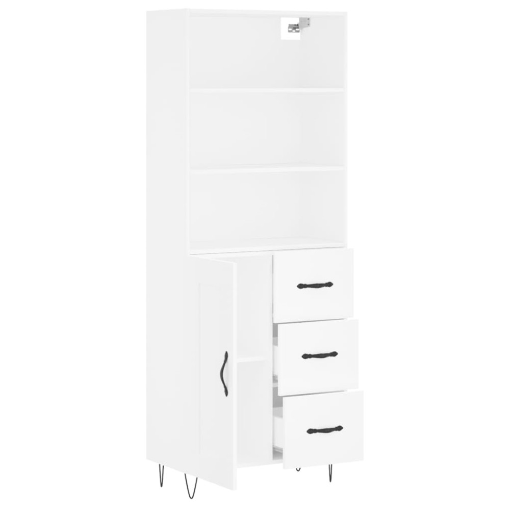 Produktbild för Högskåp vit 69,5x34x180 cm konstruerat trä