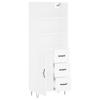 Produktbild för Högskåp vit 69,5x34x180 cm konstruerat trä