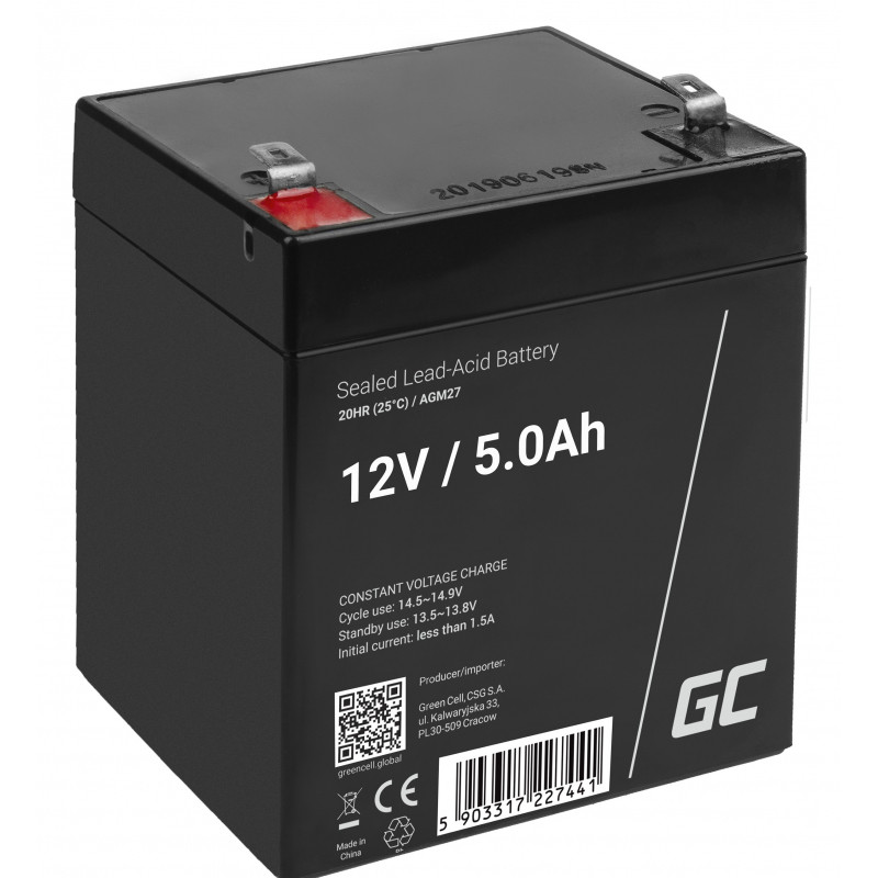 Produktbild för Green Cell AGM27 UPS-batterier Slutna blybatterier (VRLA) 12 V 5 Ah