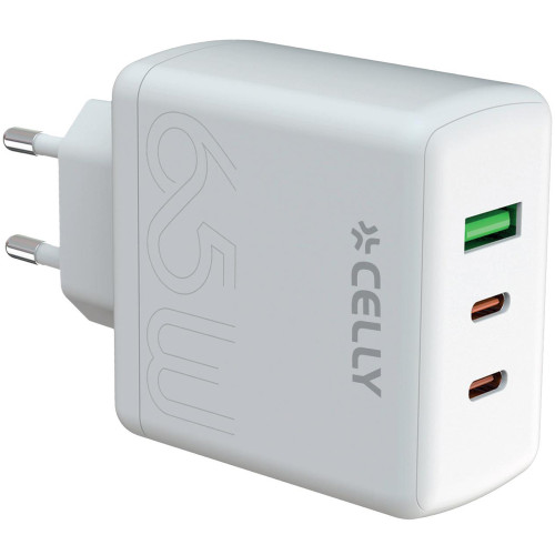 Celly USB-laddare PD 3-ports 65W GaN