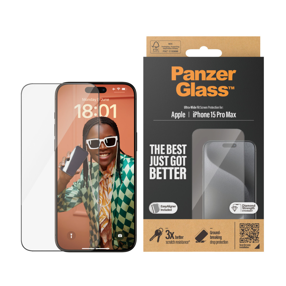 Produktbild för PanzerGlass Ultra Wide Fit Genomskinligt skärmskydd Apple 1 styck