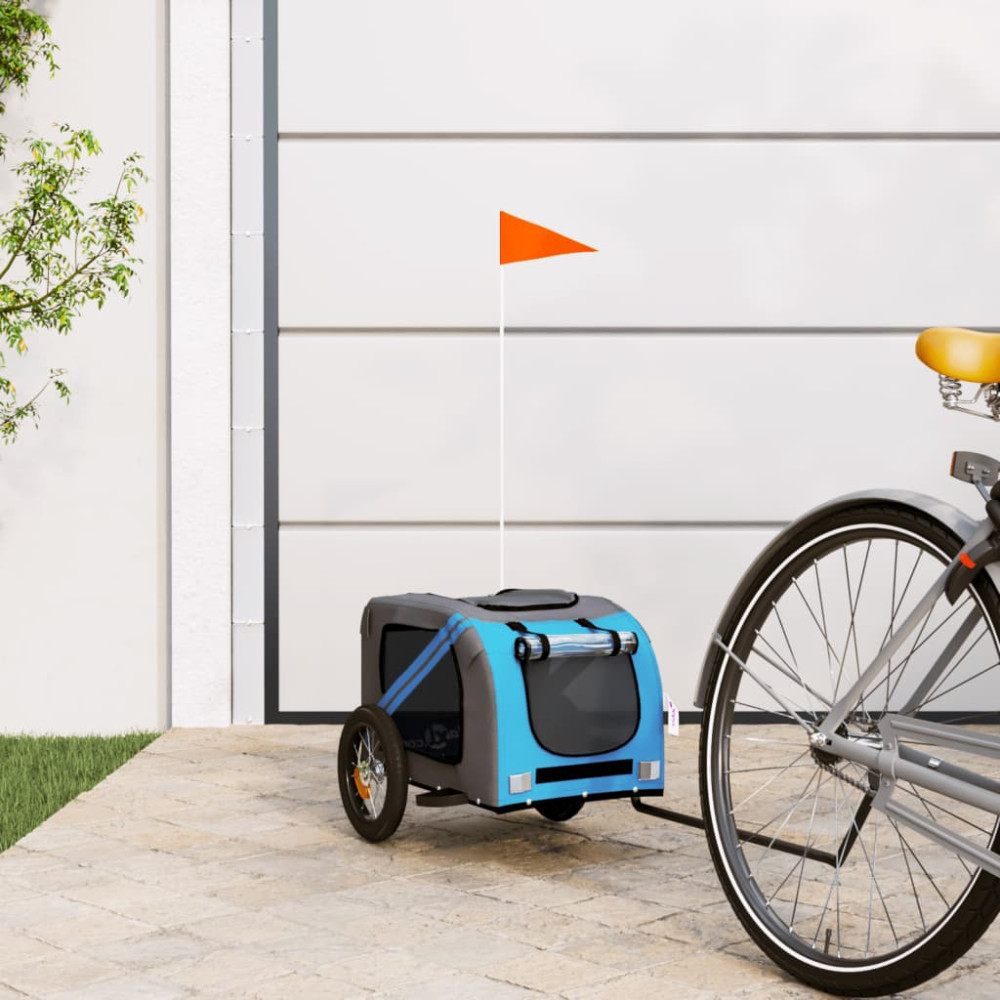 Produktbild för Cykelvagn för djur blå och grå oxfordtyg och järn