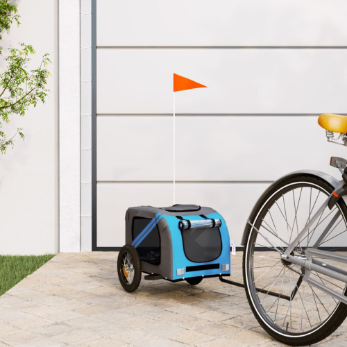 vidaXL Cykelvagn för djur blå och grå oxfordtyg och järn
