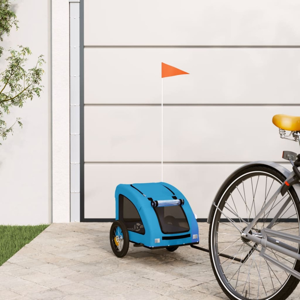 Produktbild för Cykelvagn för djur blå oxfordtyg och järn