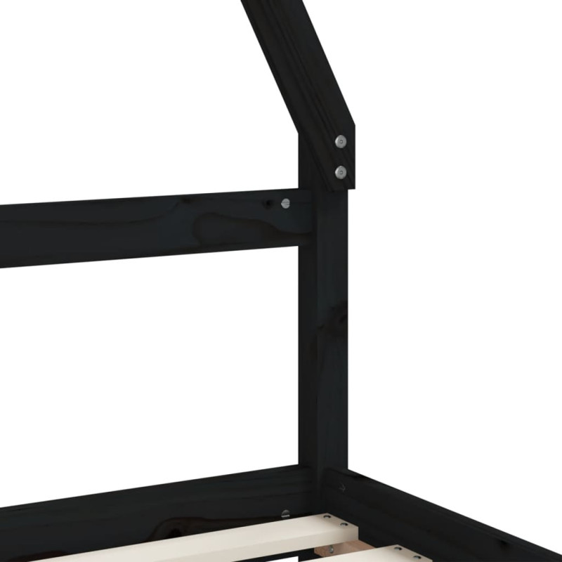 Produktbild för Sängram med lådor för barn svart 90x190 cm massiv furu