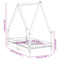 Produktbild för Sängram för barnsäng svart 70x140 cm massiv furu