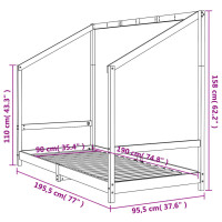 Produktbild för Sängram för barn svart 90x190 cm massiv furu